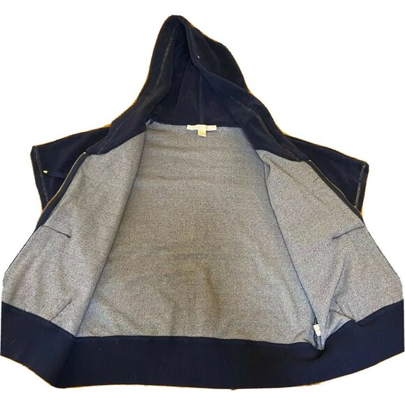 Boston Proper Womens Navy Short-Sleeve Hooded Zip-Up Jacket With Grommet Pockets - Picture 3 of 6